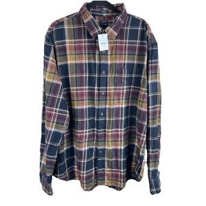 NWT! J. CREW Flannel Classic Men Black Plaid Button Shirt Cotton Casual Size XXL